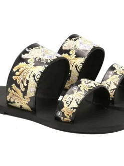 Alternative view of VERSACE Slides & Slippers Leather (Black-Gold-Blue) EU35-43 A60202607050703