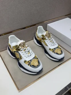 VERSACE Sneakers & Trainers Calfskin Leather (White-Gold-Black) EU38-44 B21202607050939