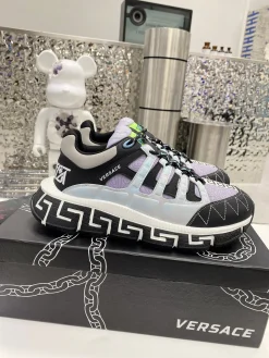 VERSACE Sneakers & Trainers Calfskin Rubber (Black-Purple-White) EU35-46 B90202607051472