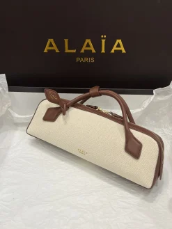 Alternative view of ALAIA Shoulder Bags Canvas Leather (Cream-Brown) 31X10X7CM G00202608100417