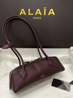 ALAIA Shoulder Bags Leather (Burgundy-Silver) 27X9X8CM G20202608100424