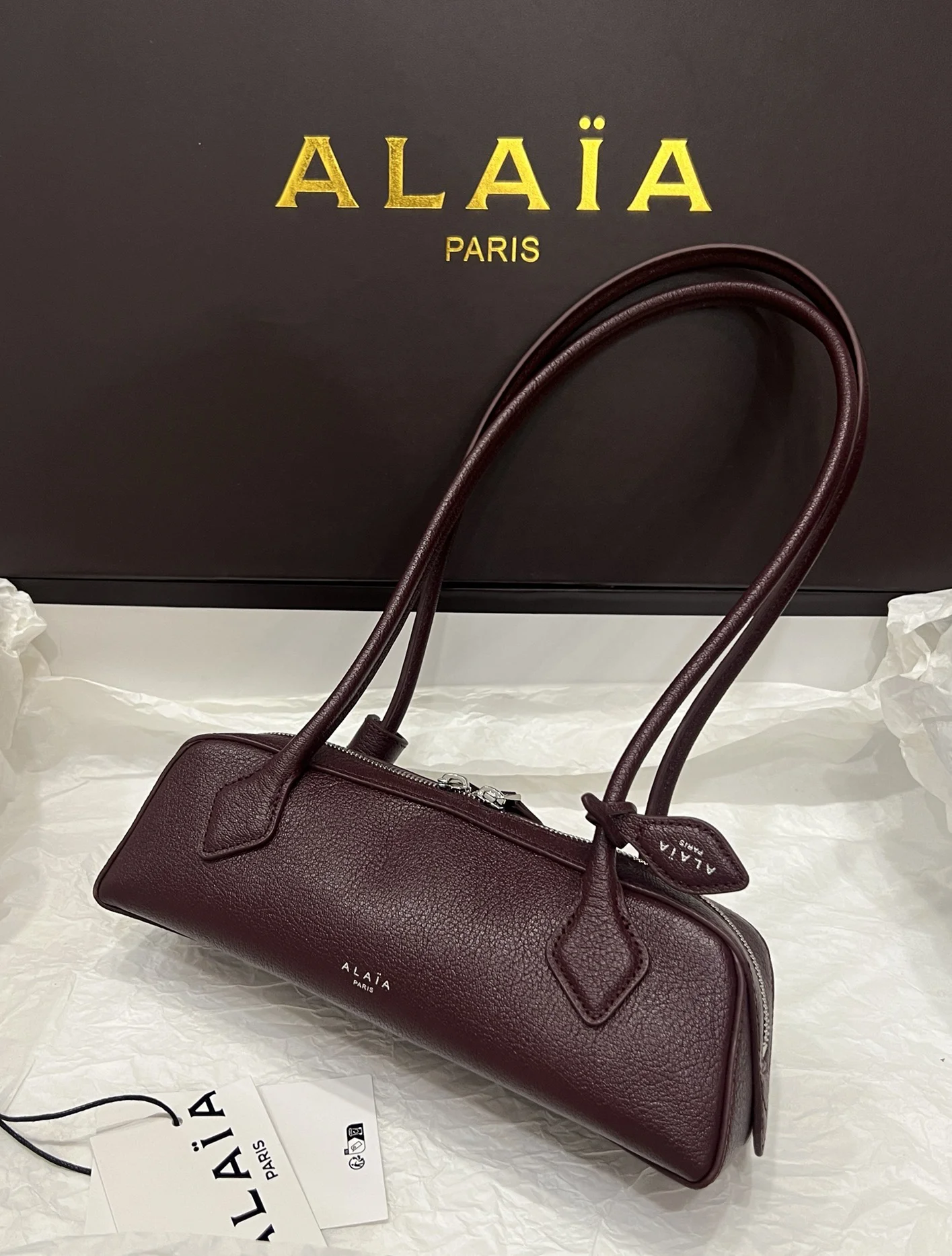 ALAIA Shoulder Bags Leather (Burgundy-Silver) 27X9X8CM G20202608100424 - Image 2