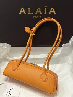 Alternative view of ALAIA Shoulder Bags Leather (Orange-Silver) 27X9X8CM G20202608100411