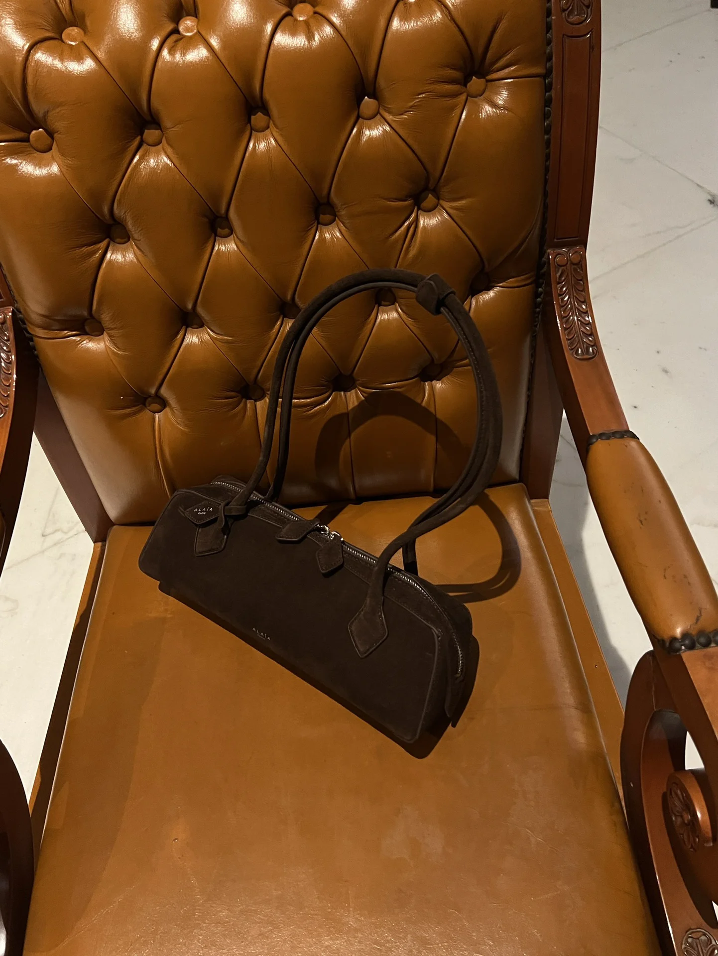 ALAIA Shoulder Bags Suede (Brown-Silver) 33X10X11 G80202608100426 - Image 4