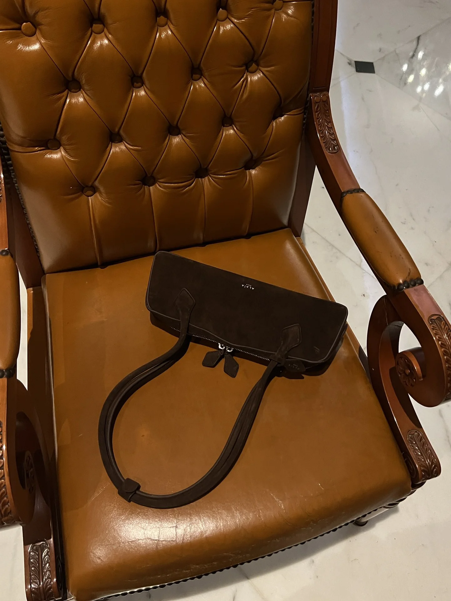 ALAIA Shoulder Bags Suede (Brown-Silver) 33X10X11 G80202608100426 - Image 5