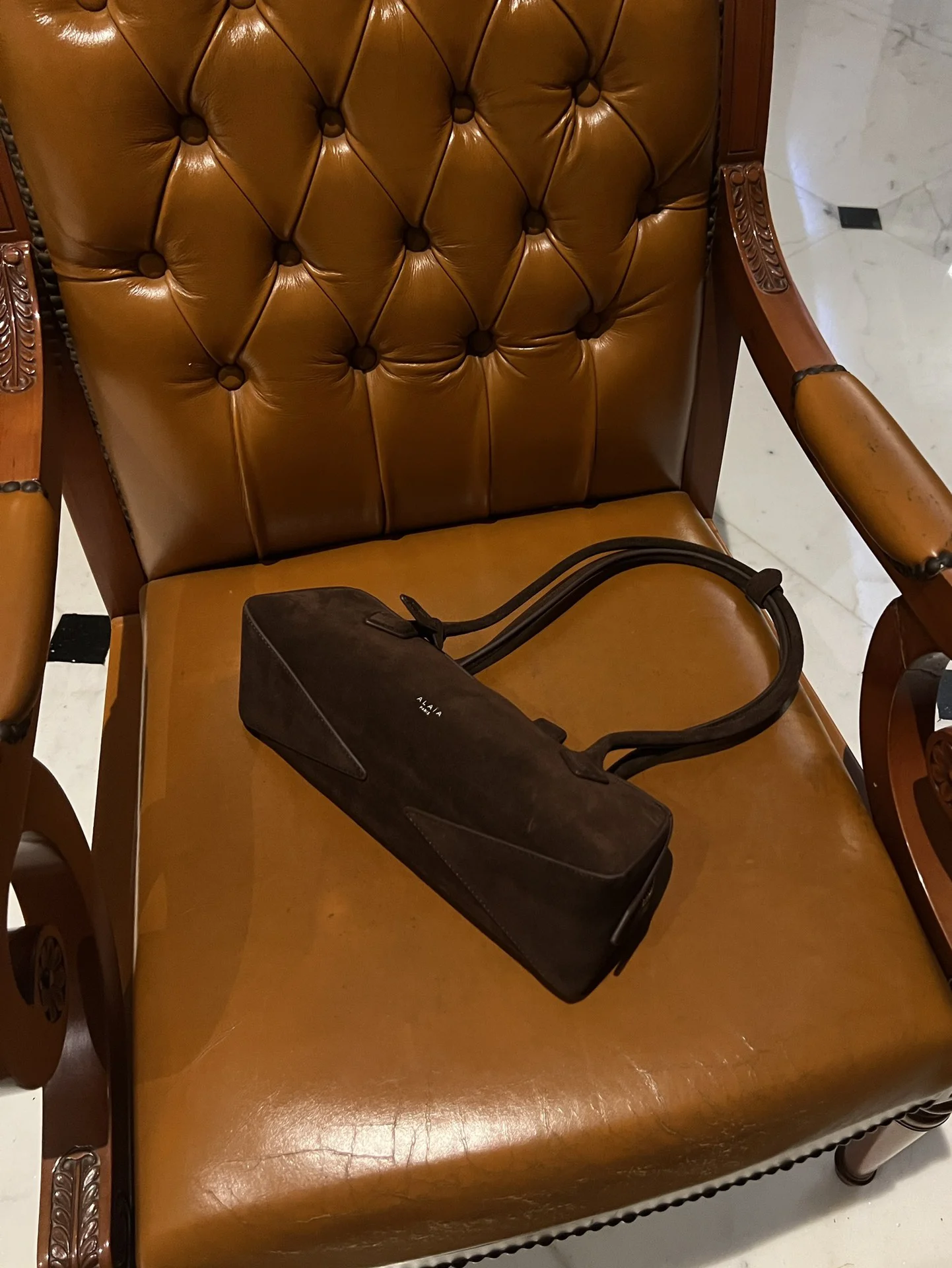 ALAIA Shoulder Bags Suede (Brown-Silver) 33X10X11 G80202608100426 - Image 6