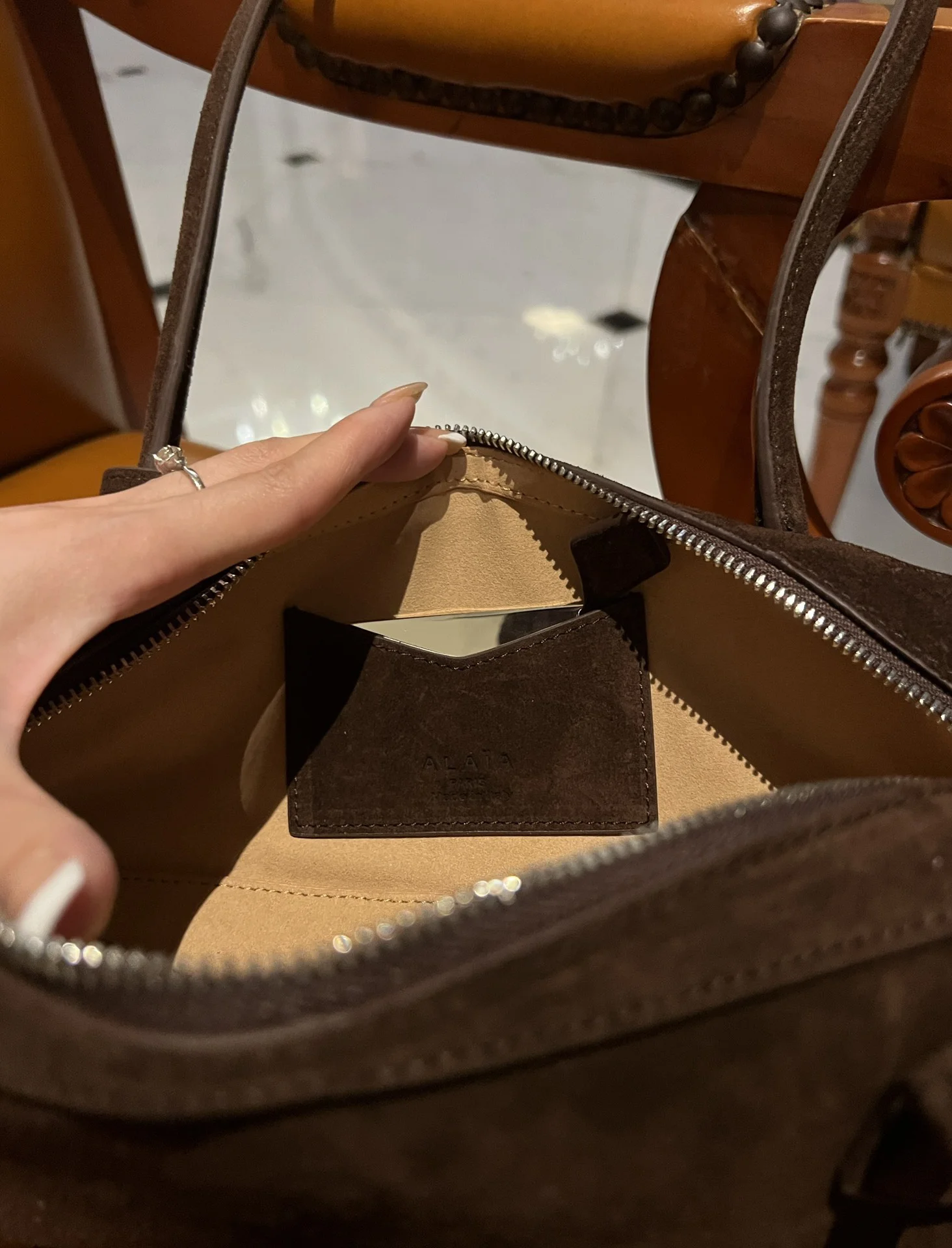 ALAIA Shoulder Bags Suede (Brown-Silver) 33X10X11 G80202608100426 - Image 8