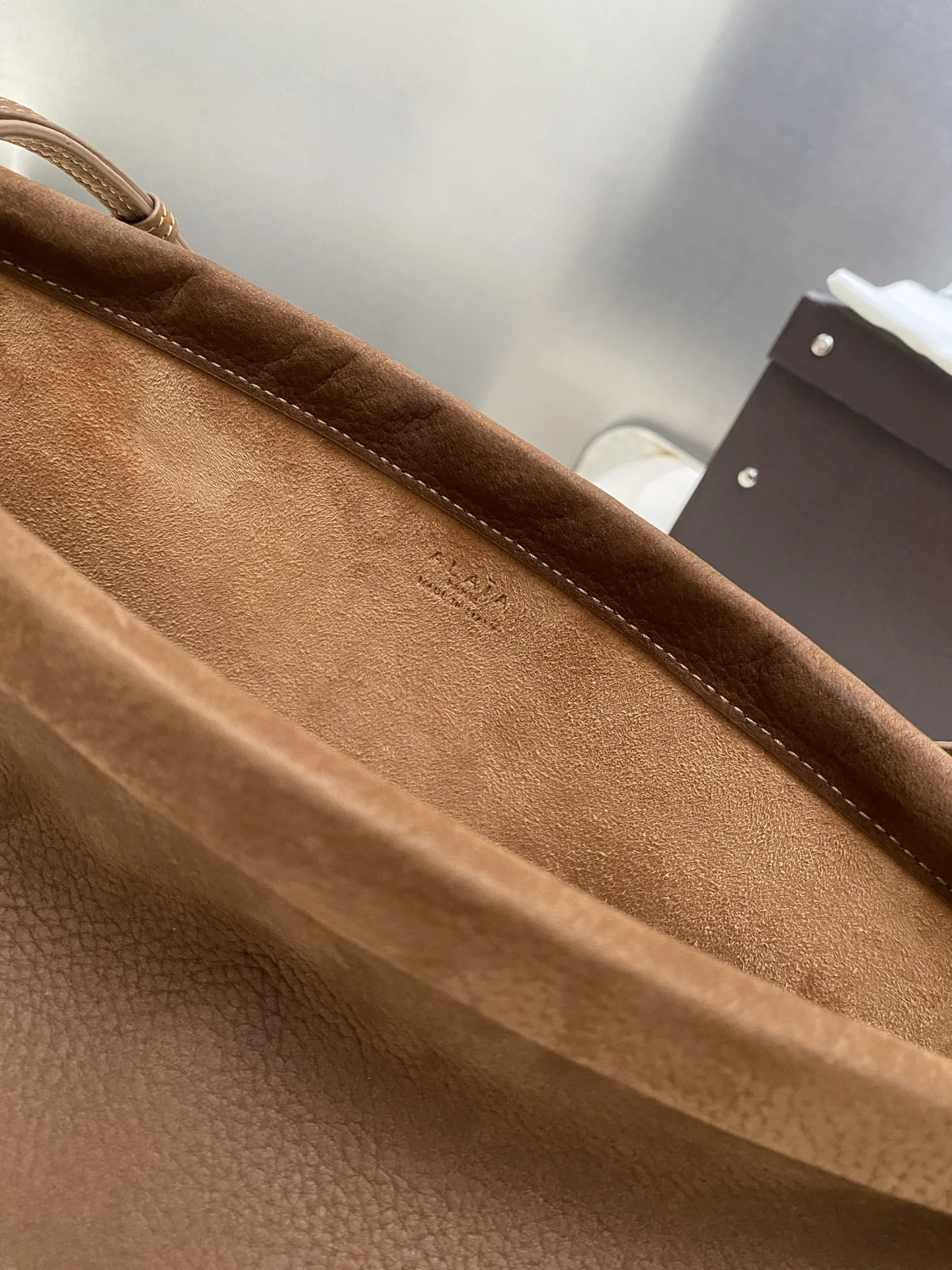 ALAIA Shoulder Bags Suede Leather (Brown-Gold) 30X14X9 CM G00202608100396 - Image 6