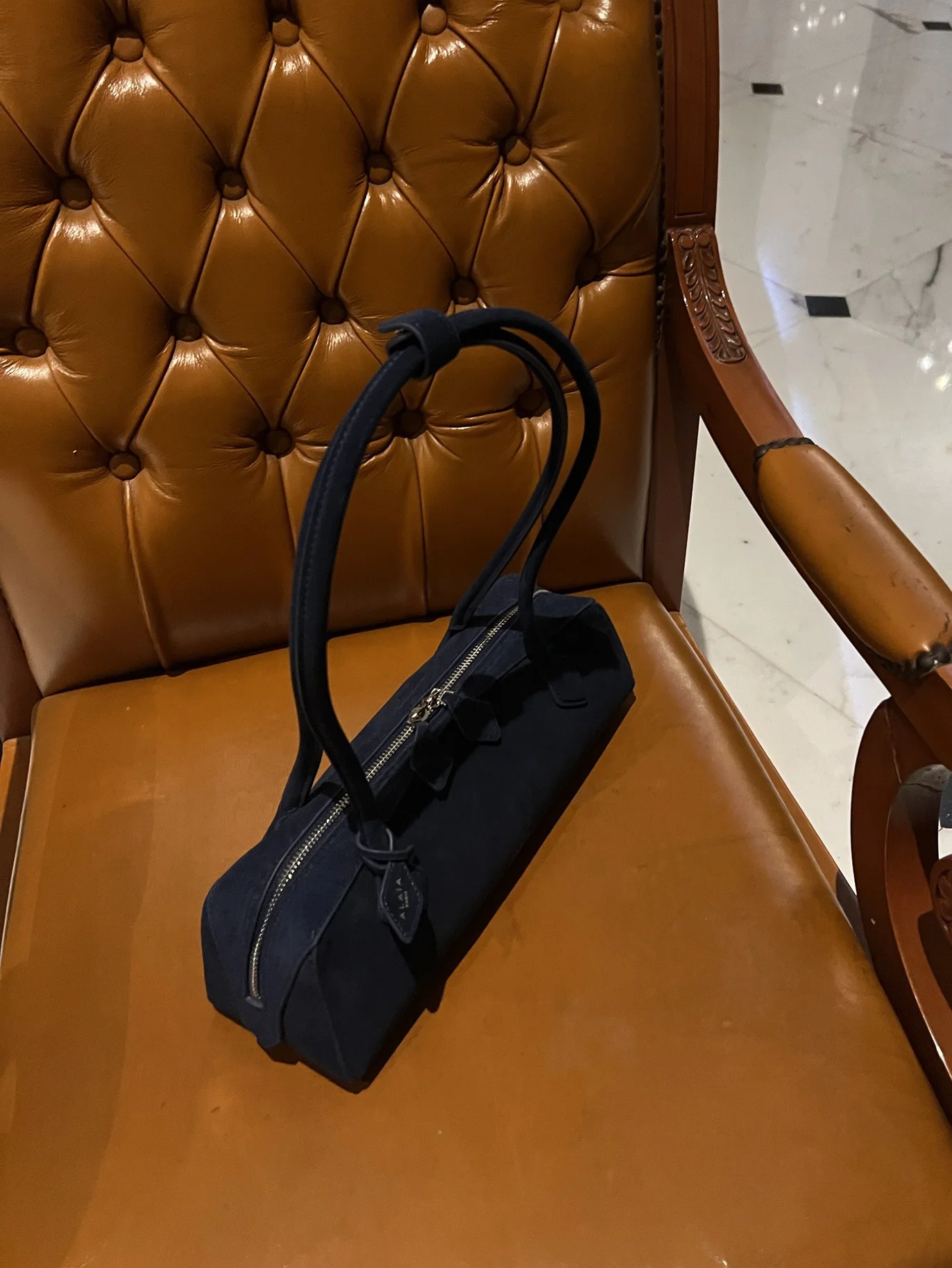 ALAIA Shoulder Bags Suede (Navy-Silver) 33X10X11 G80202608100421 - Image 2