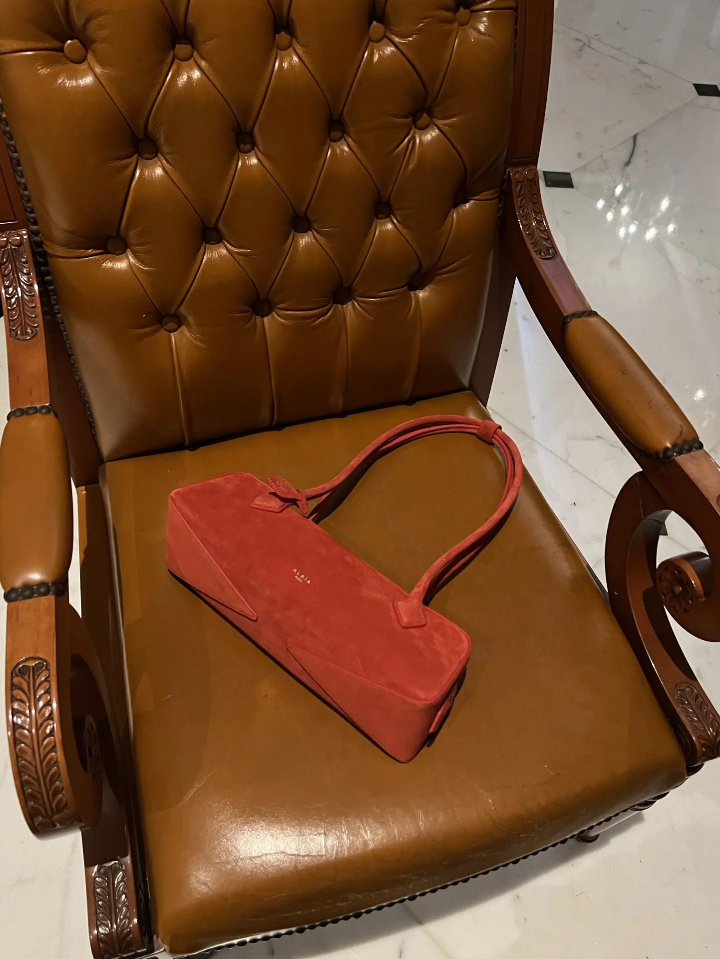 ALAIA Shoulder Bags Suede (Red) 33X10X11 G80202608100423 - Image 4