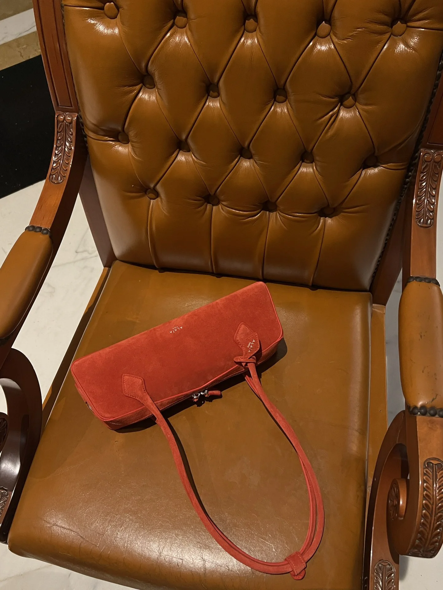 ALAIA Shoulder Bags Suede (Red) 33X10X11 G80202608100423 - Image 5