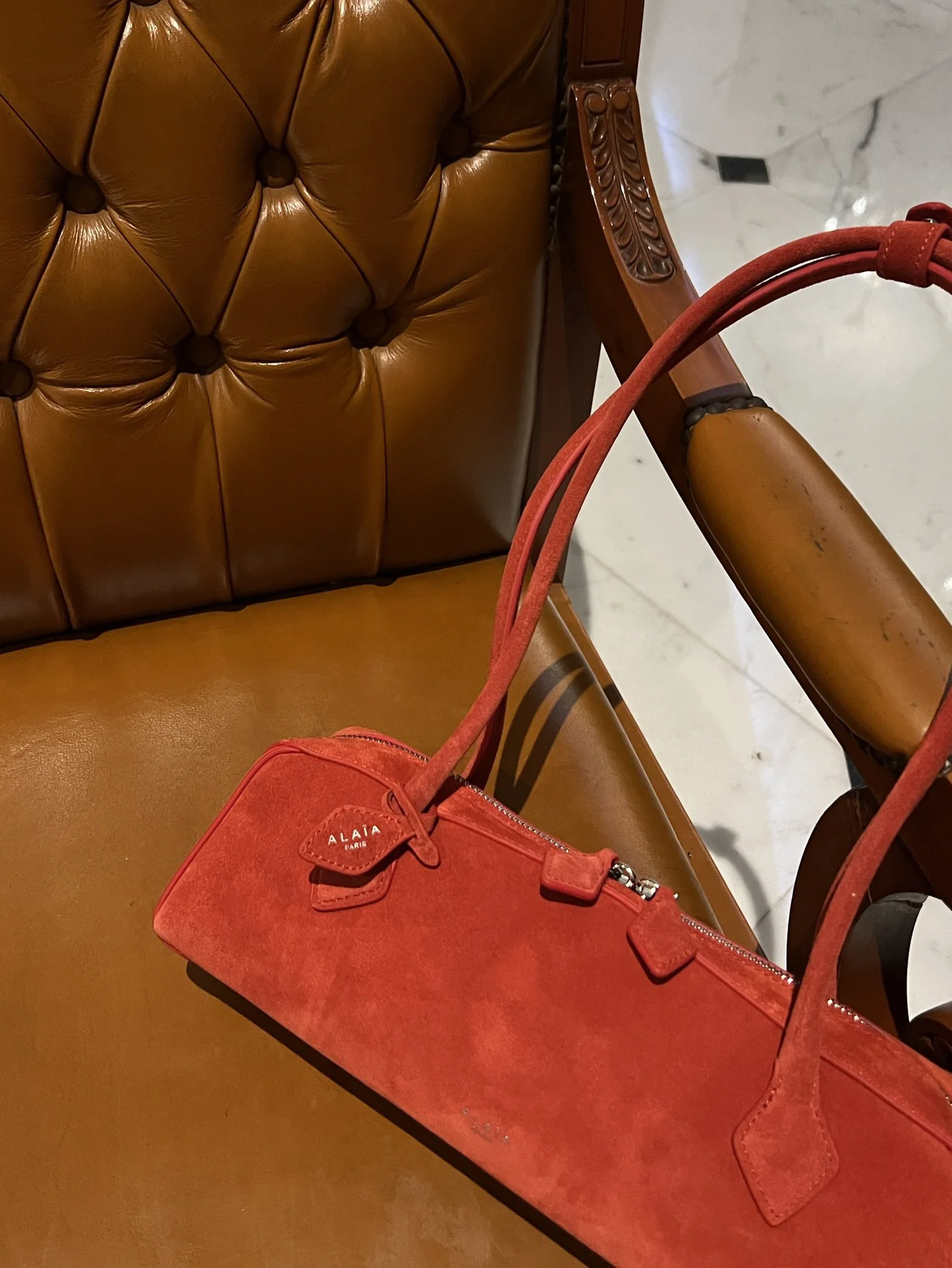 ALAIA Shoulder Bags Suede (Red) 33X10X11 G80202608100423 - Image 9