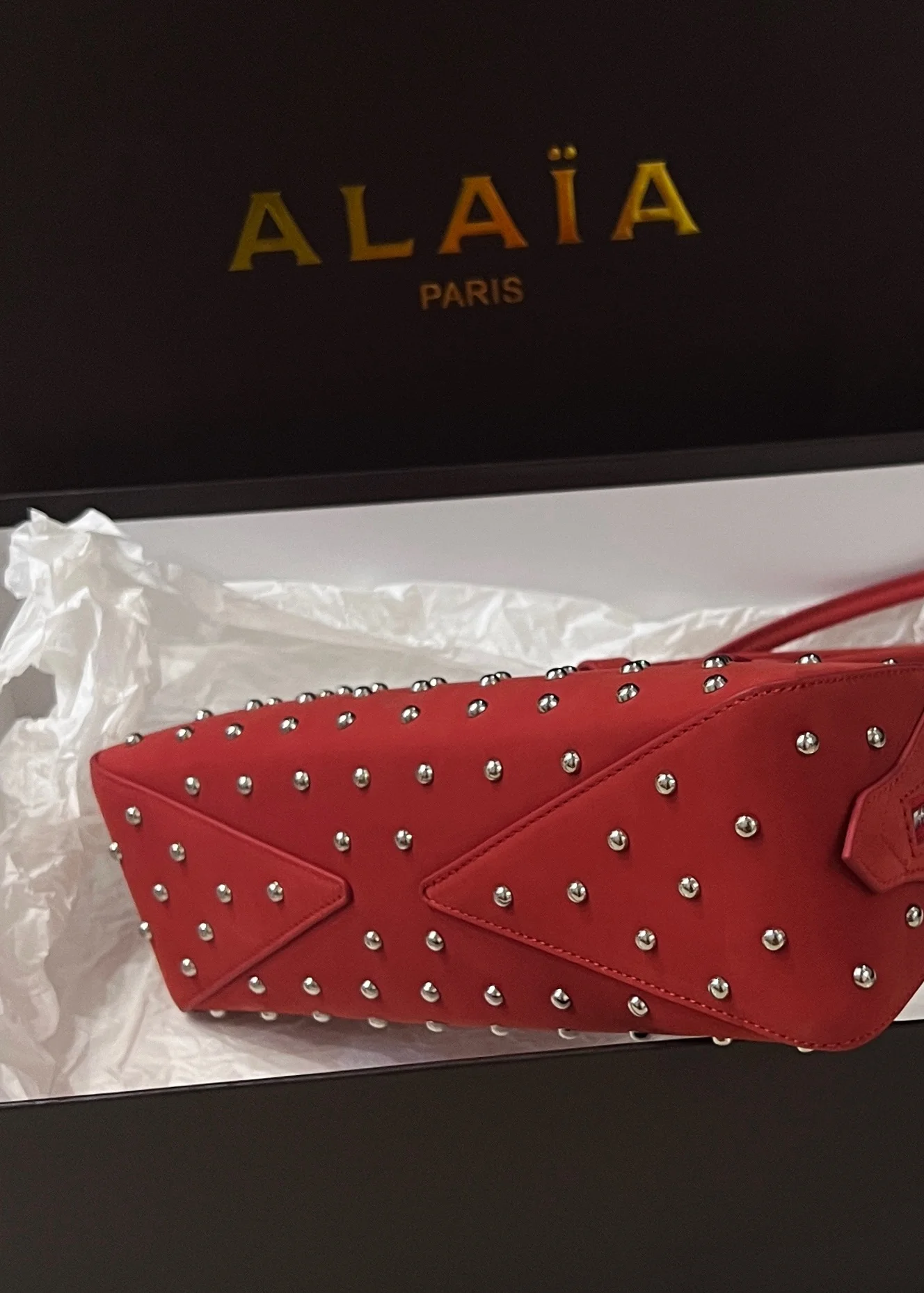 ALAIA Shoulder Bags Suede (Red-Silver) 33X10X11 H00202608100419 - Image 9