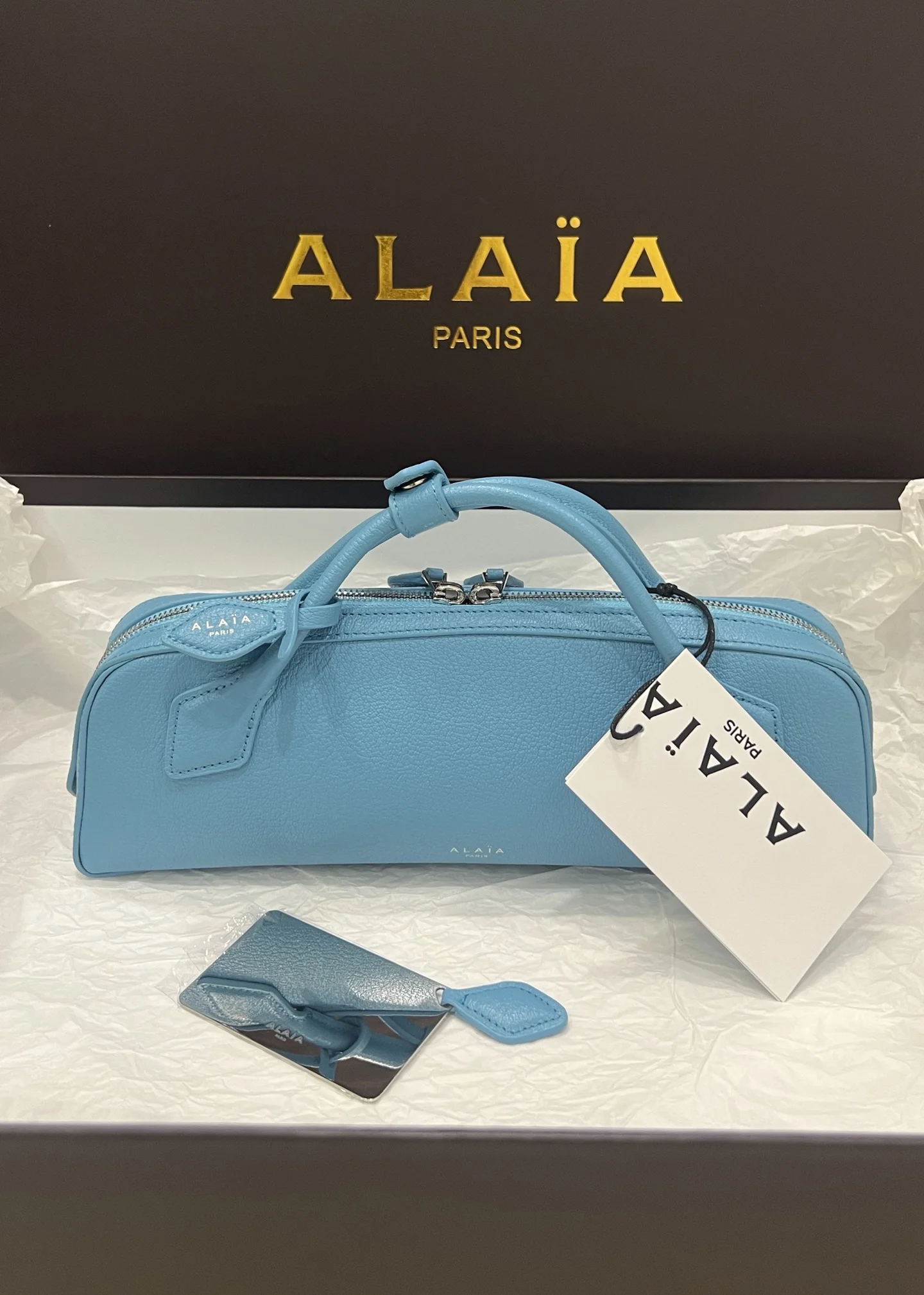 ALAIA Top Handle Bags Calf Leather (Blue) 31X10X7CM G00202608100398 - Image 2