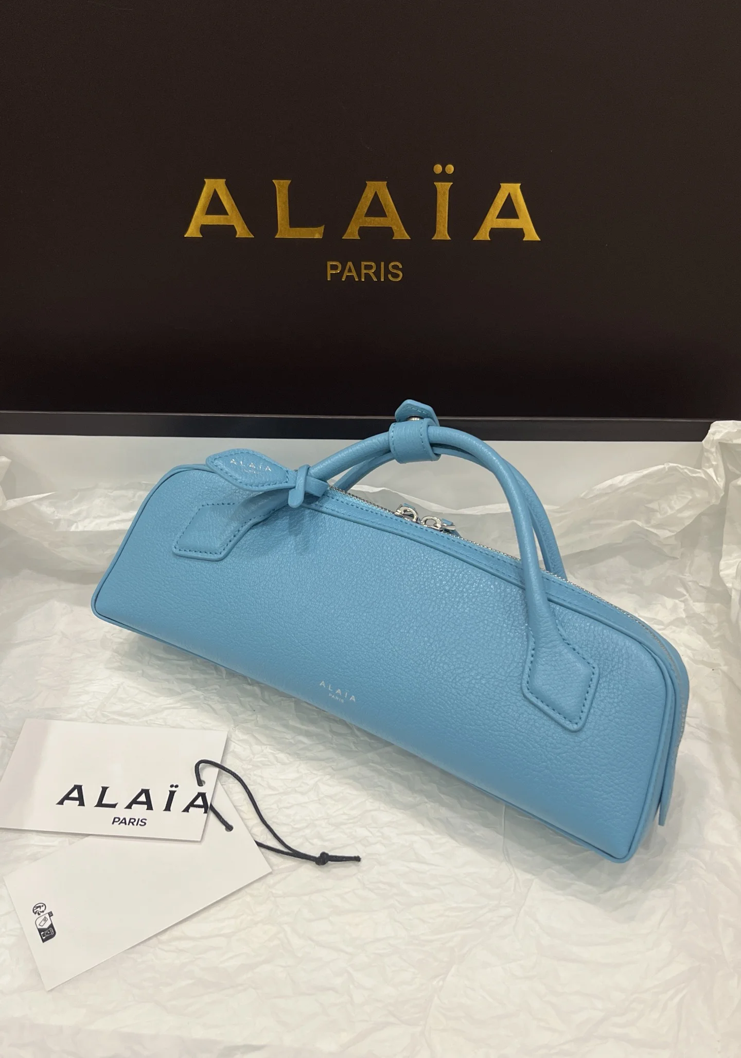ALAIA Top Handle Bags Calf Leather (Blue) 31X10X7CM G00202608100398 - Image 3