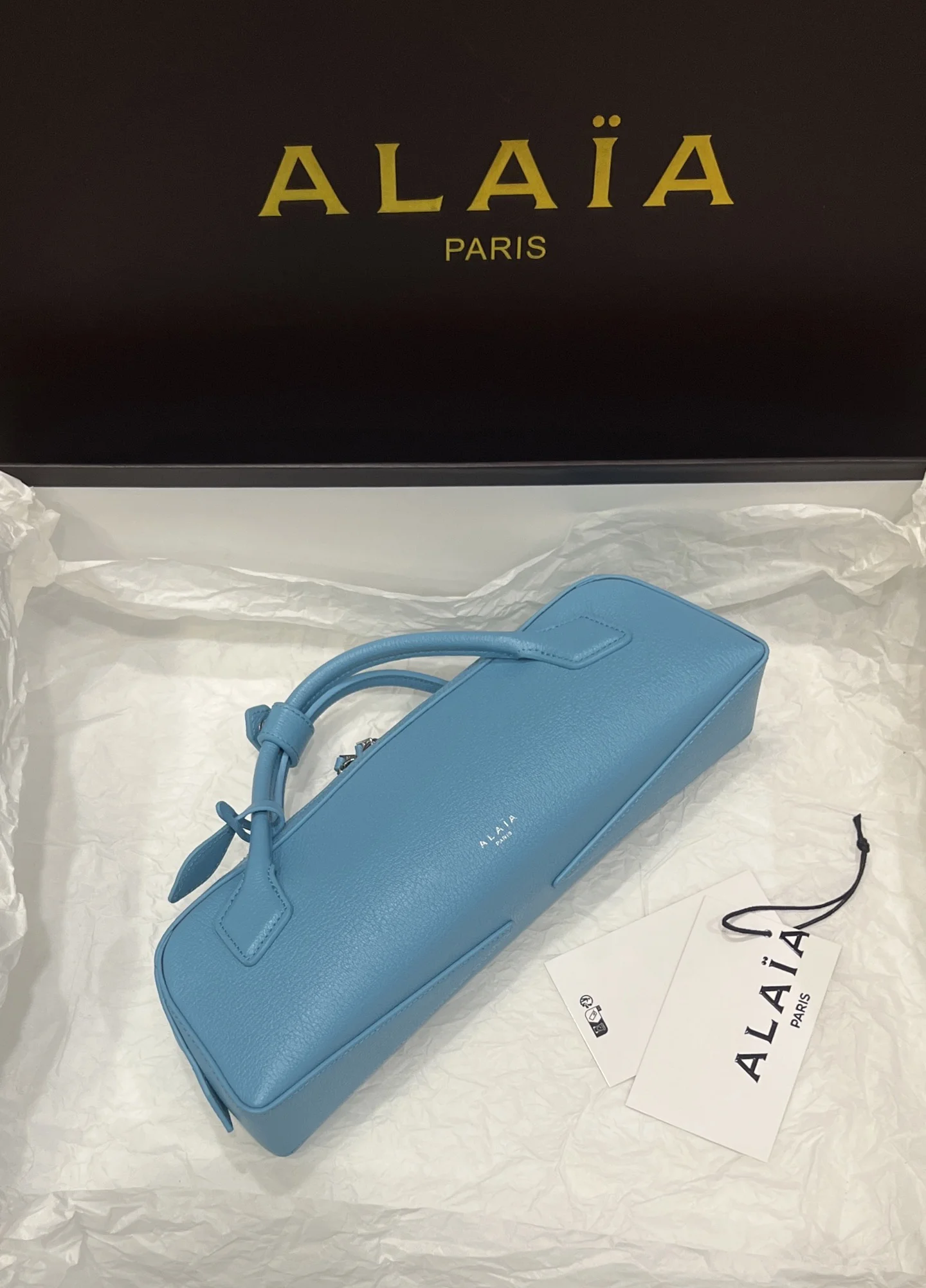 ALAIA Top Handle Bags Calf Leather (Blue) 31X10X7CM G00202608100398 - Image 4
