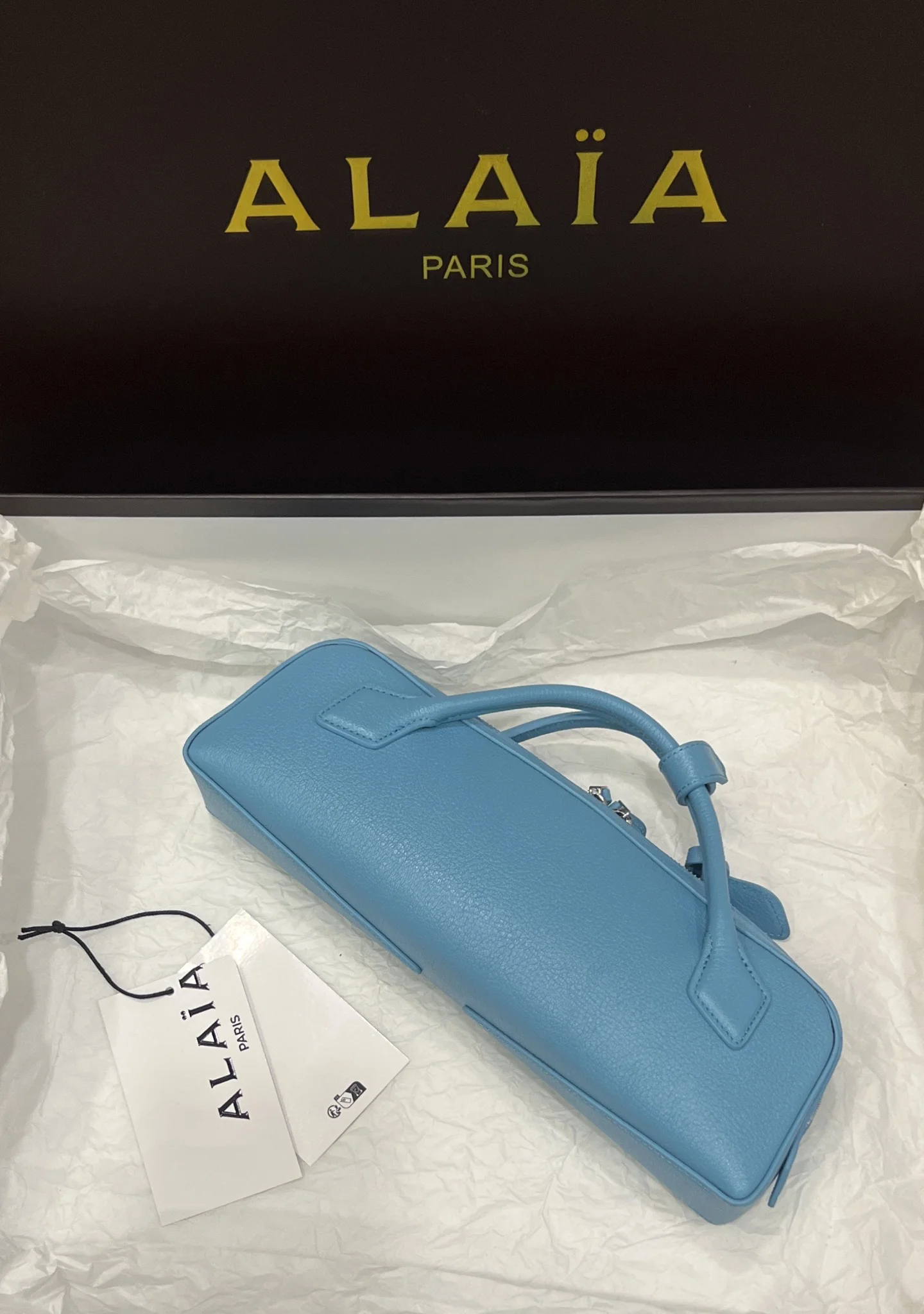 ALAIA Top Handle Bags Calf Leather (Blue) 31X10X7CM G00202608100398 - Image 6