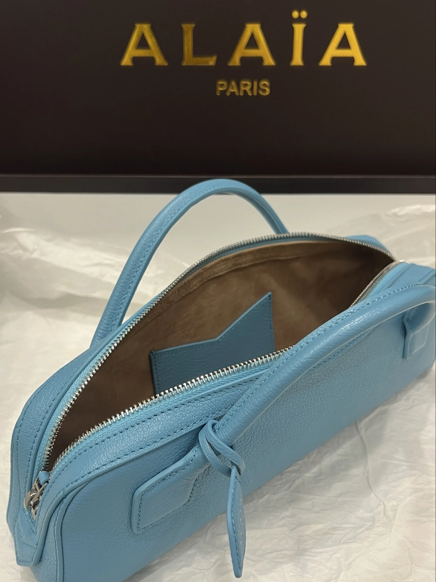 ALAIA Top Handle Bags Calf Leather (Blue) 31X10X7CM G00202608100398 - Image 7