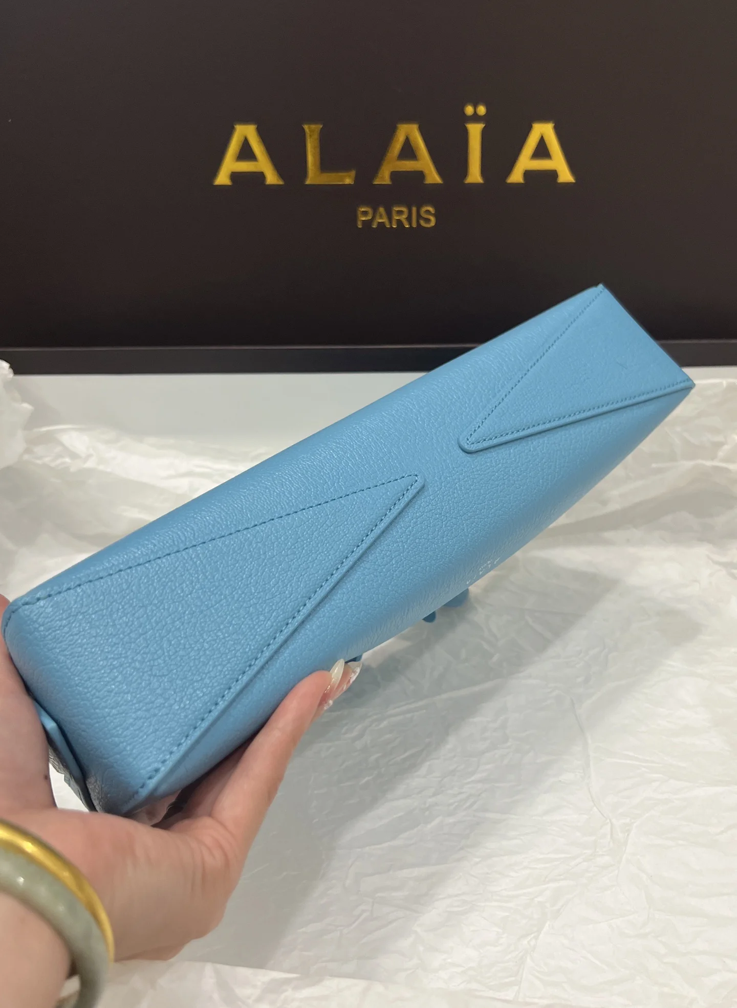 ALAIA Top Handle Bags Calf Leather (Blue) 31X10X7CM G00202608100398 - Image 8