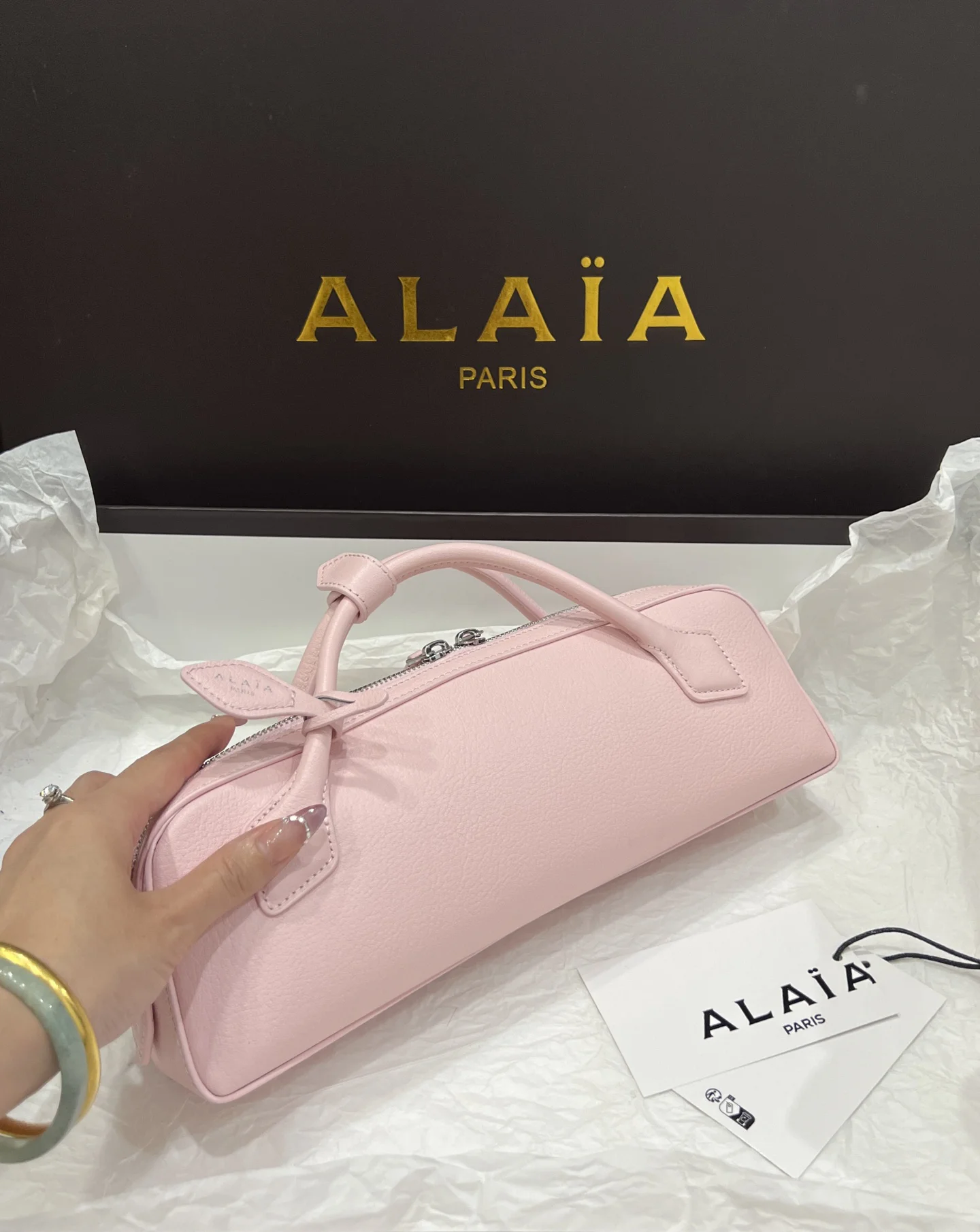 ALAIA Top Handle Bags Calf Leather (Pink) 31X10X7CM G00202608100402