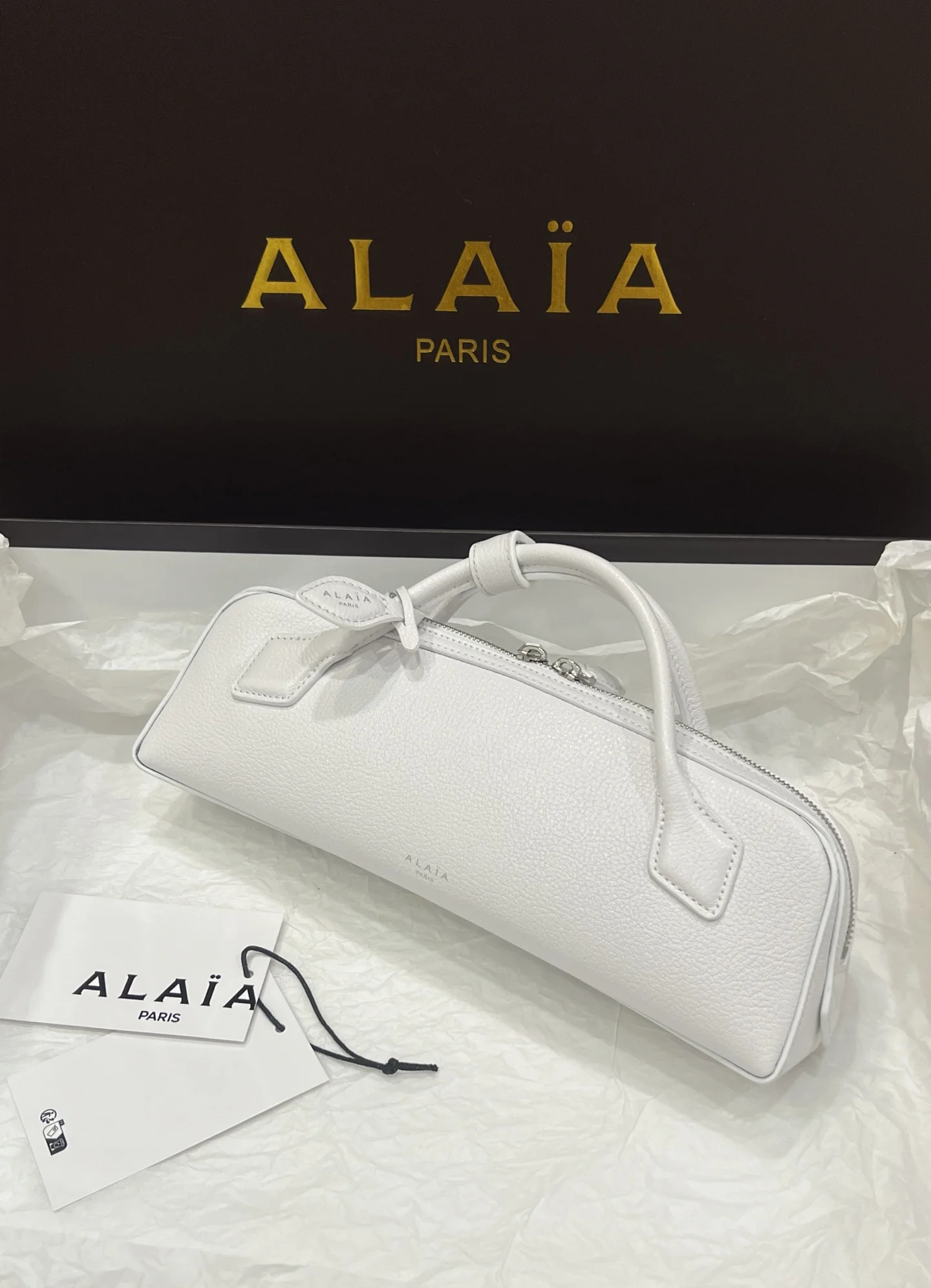 ALAIA Top Handle Bags Calf Leather (White) 31X10X7CM G00202608100399 - Image 3