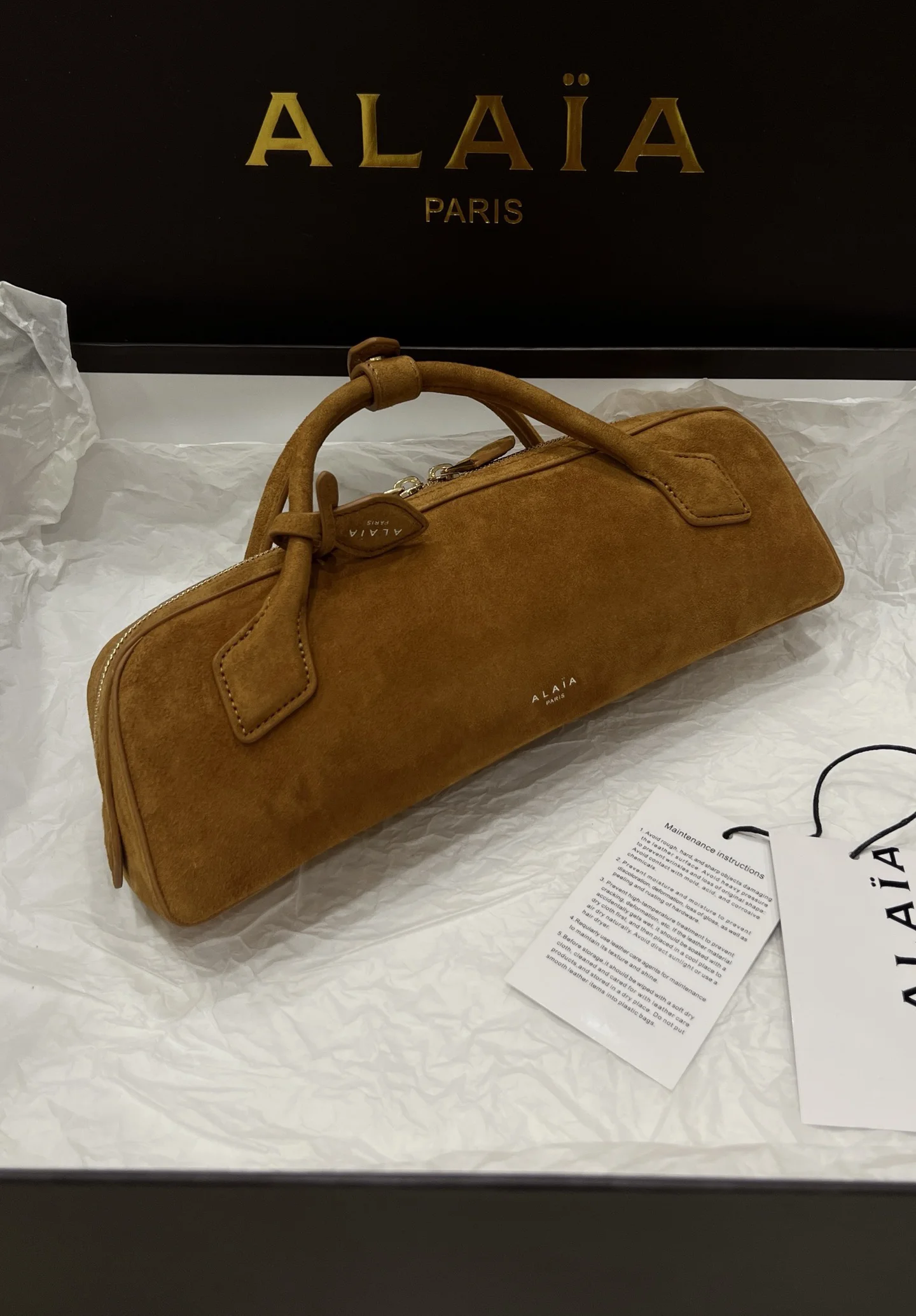 ALAIA Top Handle Bags Suede (Brown) 31X10X7CM G00202608100420