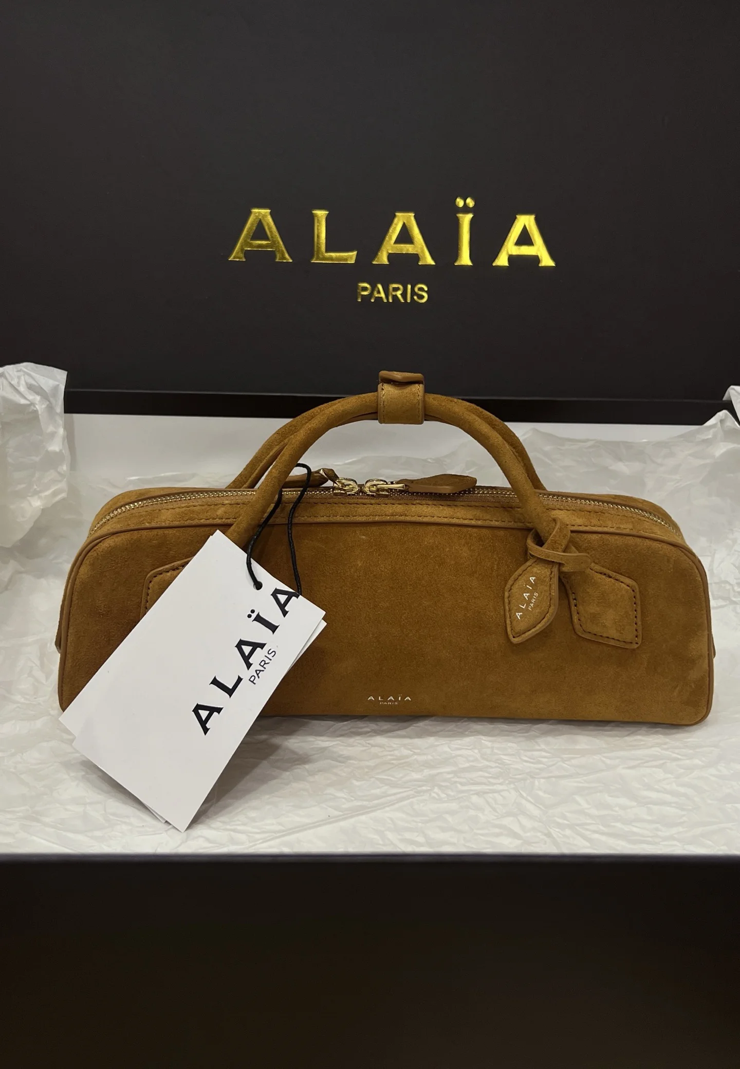 ALAIA Top Handle Bags Suede (Brown) 31X10X7CM G00202608100420 - Image 2