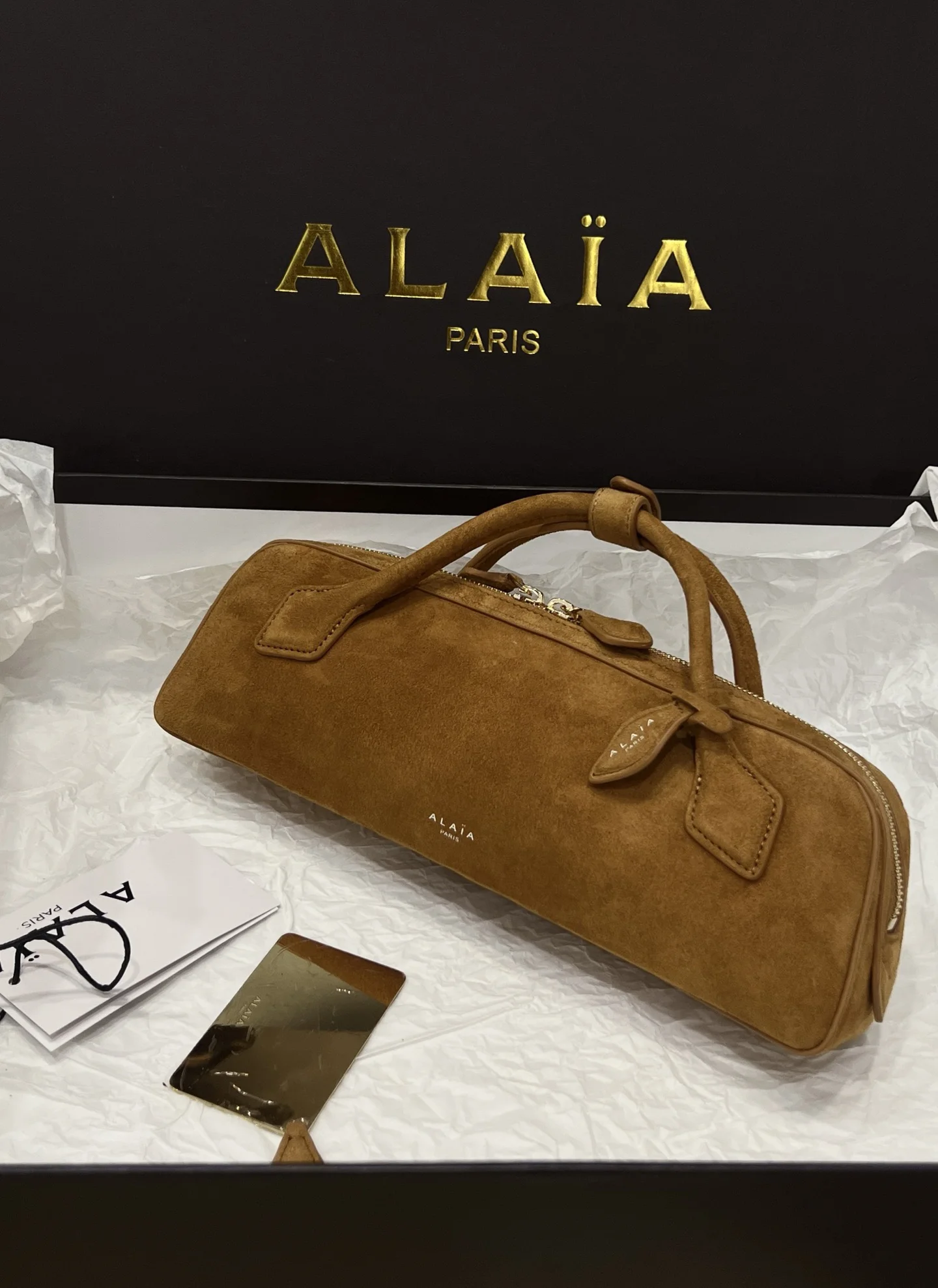 ALAIA Top Handle Bags Suede (Brown) 31X10X7CM G00202608100420 - Image 7