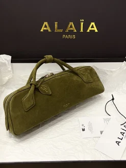 ALAIA Top Handle Bags Suede (Green) 31X10X7CM G00202608100425