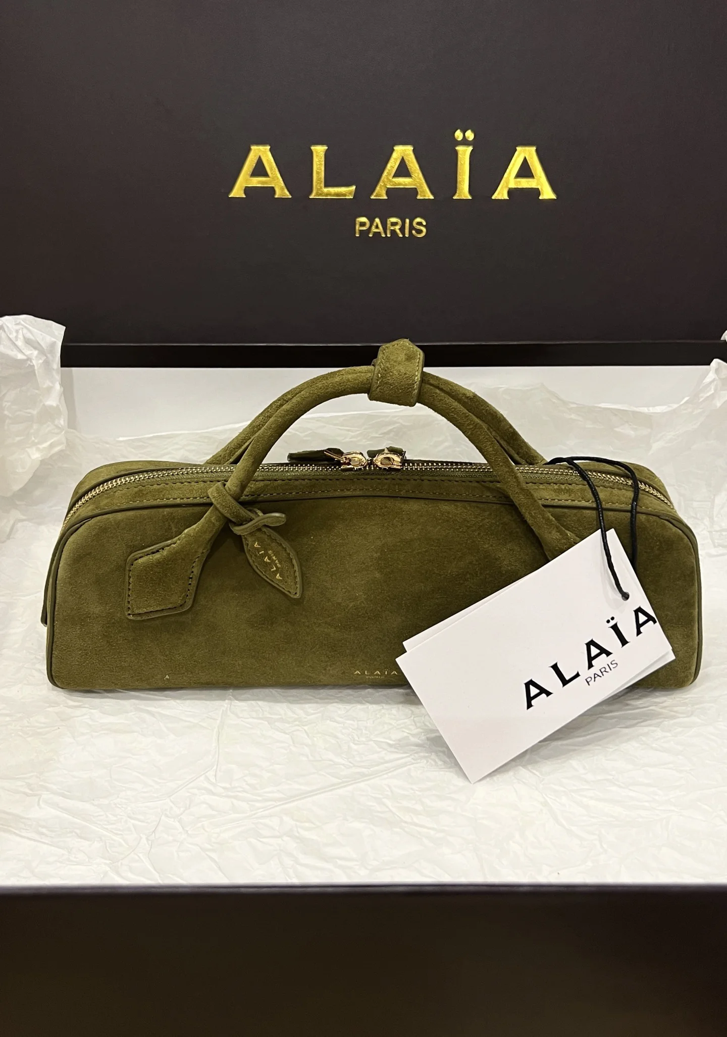 ALAIA Top Handle Bags Suede (Green) 31X10X7CM G00202608100425 - Image 2