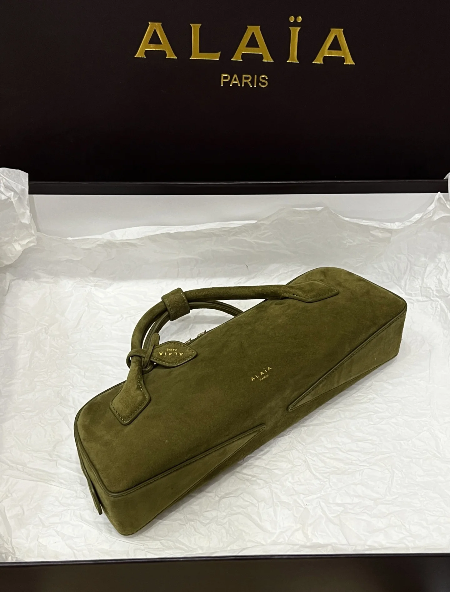ALAIA Top Handle Bags Suede (Green) 31X10X7CM G00202608100425 - Image 6
