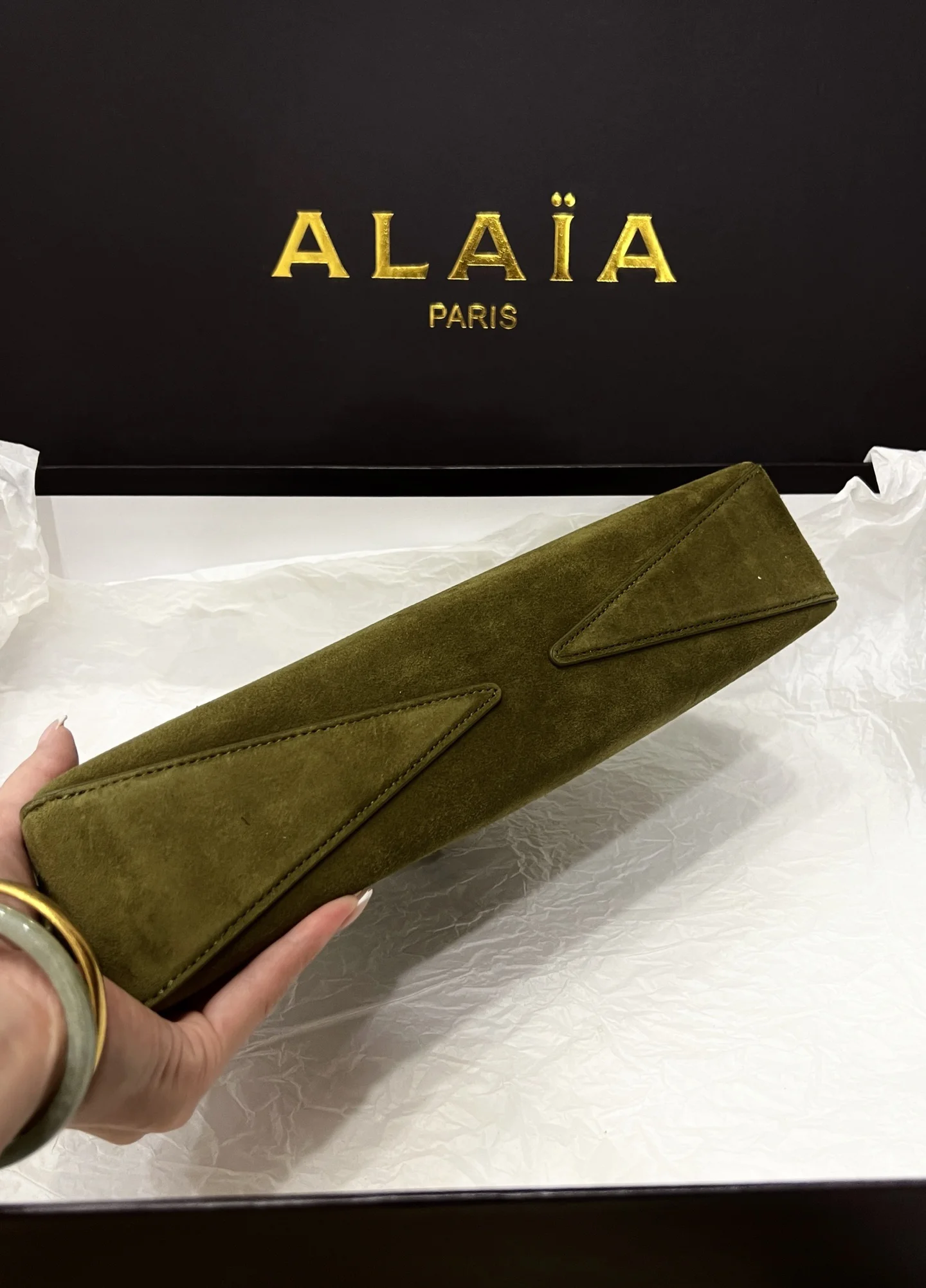 ALAIA Top Handle Bags Suede (Green) 31X10X7CM G00202608100425 - Image 7