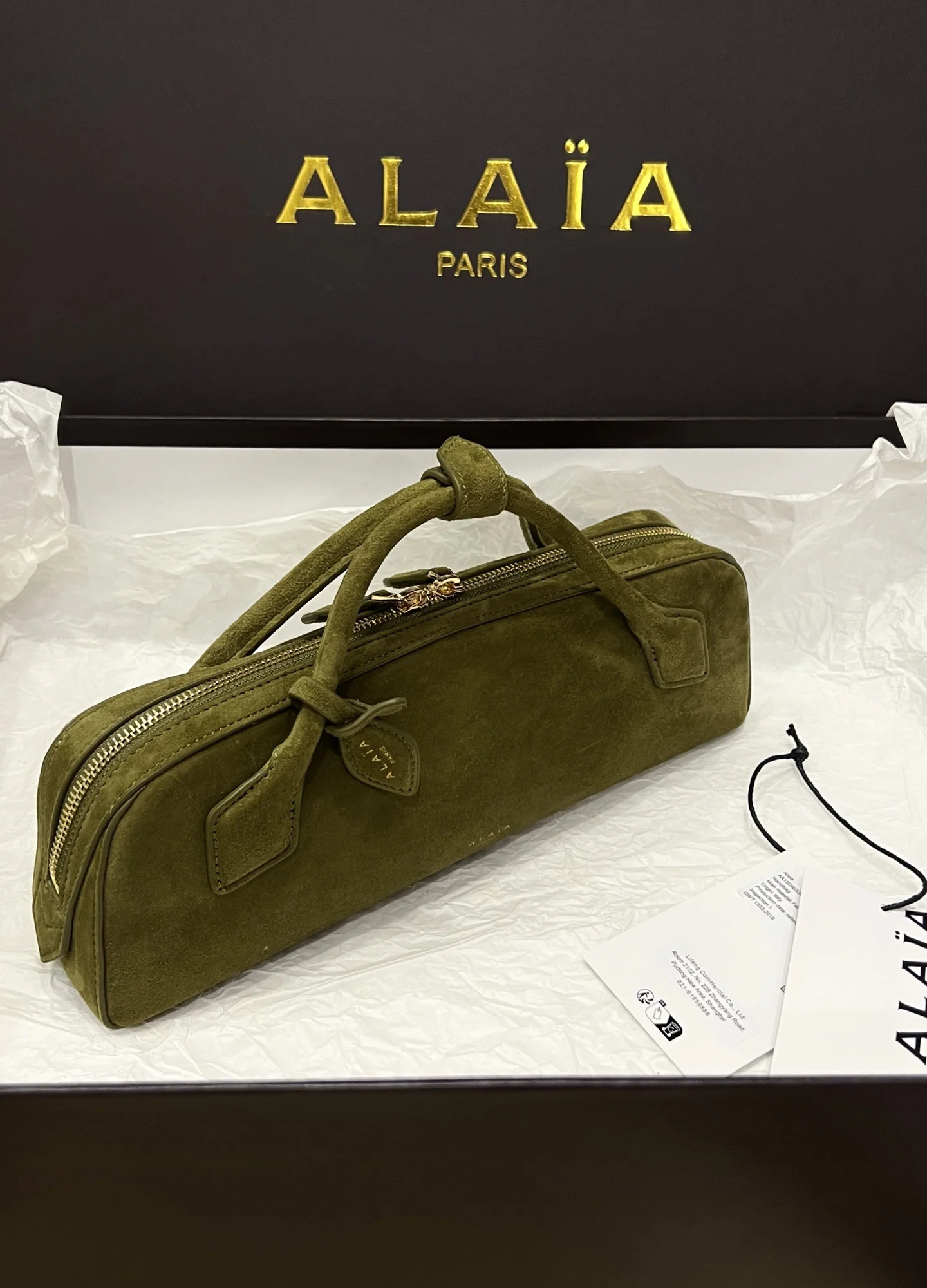 ALAIA Top Handle Bags Suede (Green) 31X10X7CM G00202608100425 - Image 8