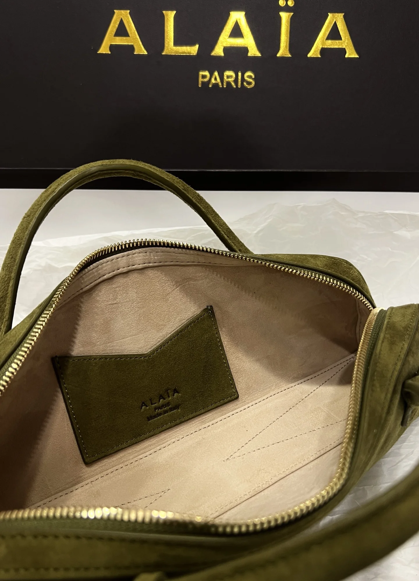 ALAIA Top Handle Bags Suede (Green) 31X10X7CM G00202608100425 - Image 9