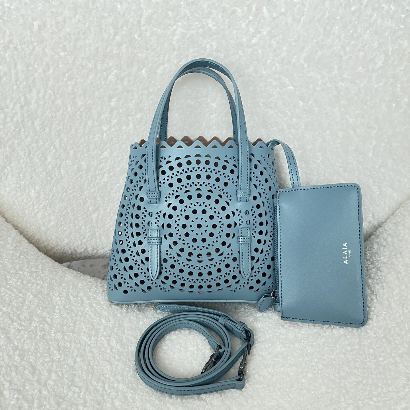 ALAIA Totes Bags Leather (Blue) 20X18X10CM F30202608100339