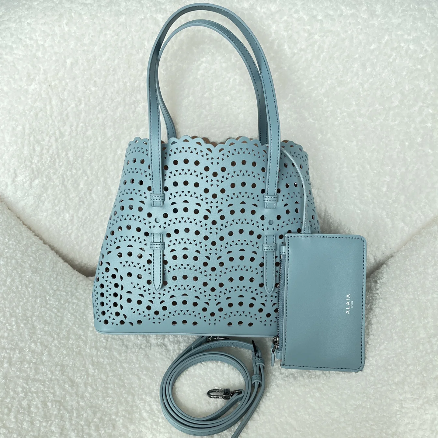 ALAIA Totes Bags Leather (Blue) 25X20X12CM F80202608100346