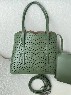 ALAIA Totes Bags Leather (Green) 25X20X12CM F80202608100350