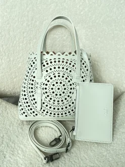 ALAIA Totes Bags (White-Black) 20x18x10 F30202608100342