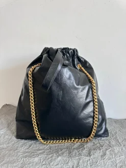 BALENCIAGA Bucket Bags Calfskin Leather (Black-Gold) 43X15X35CM G00202608100016