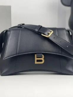 BALENCIAGA Shoulder Bags Calfskin Leather (Black-Gold) 29X10X18CM F80202608100082