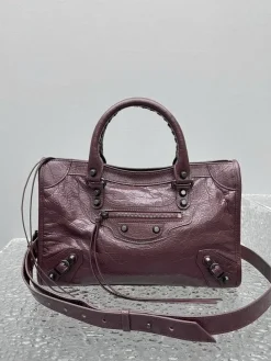 BALENCIAGA Shoulder Bags Crackled Calfskin (Purple) 30X19X10CM E50202608100116