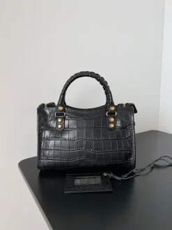 Alternative view of BALENCIAGA Shoulder Bags Crocodile Calfskin (Black-Gold) 23X9X16CM E50202608100118
