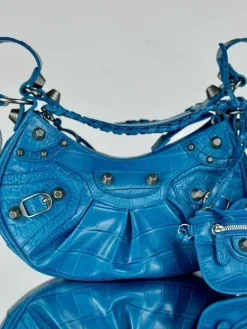 BALENCIAGA Shoulder Bags Crocodile Embossed Leather (Blue) 26X16X10 CM E50202608100136