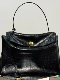BALENCIAGA Shoulder Bags Embossed Leather (Black-Gold) 40X30X13CM H80202608100125