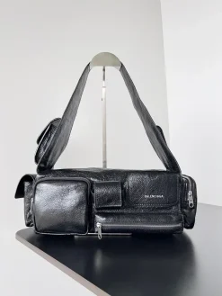 BALENCIAGA Shoulder Bags Lambskin Leather (Black) 35x12x11 cm F80202608100151