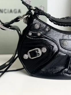 Alternative view of BALENCIAGA Shoulder Bags Leather (Black-Silver) 26X16X10 CM E50202608100203