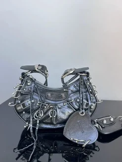 Alternative view of BALENCIAGA Shoulder Bags Leather (Black-Silver) 26X16X10CM D00202608100201