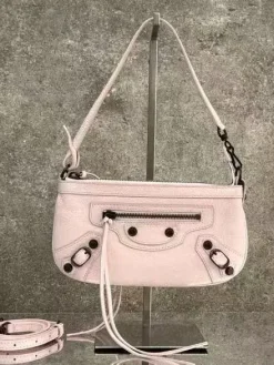 BALENCIAGA Shoulder Bags Leather (Pink-Black) 25X14X4CM D80202608100243