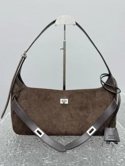 BALENCIAGA Shoulder Bags Matte Calfskin (Brown-Silver) 35X10X17CM H00202608100263