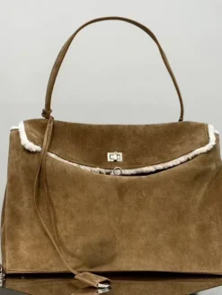 BALENCIAGA Shoulder Bags Suede (Brown-White) 40X30X13CM F80202608100288